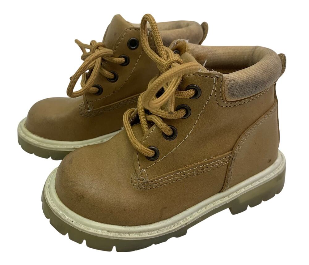 Kid Connection Toddler Boys Sz 5 Dale Work Hiking Combat Boots Tan Outdoor Shoes